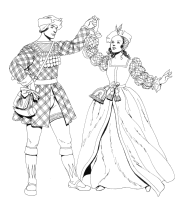A coloring page of renaissance clothing
